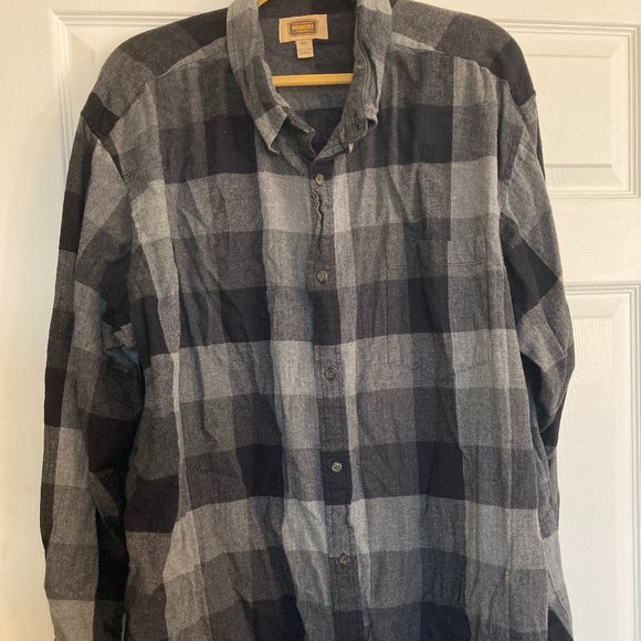 The Foundry Supply Co Button Down 2XLT Mens Big and Tall Gray Black Checkered - Picture 2 of 4